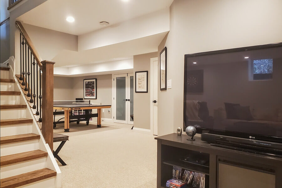 Lower level games and media room