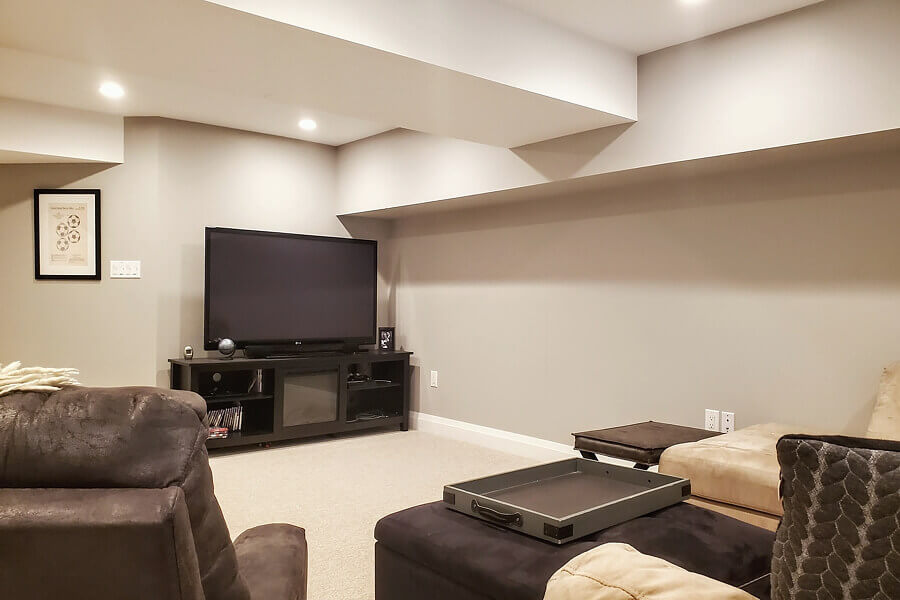 Media area with large screen tv